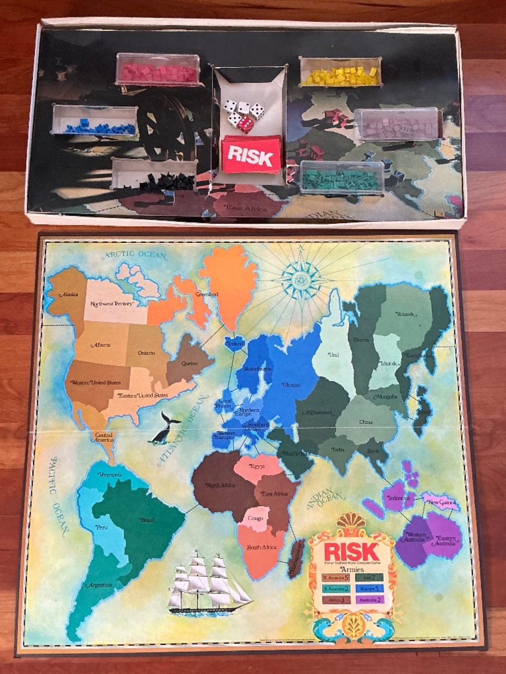 Vintage 1980 RISK Board Game Parker Bothers Complete Cards Excellent Board